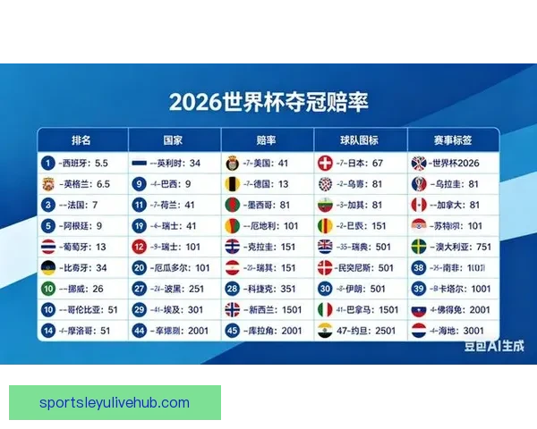 2026年世界杯冠军赔率分析各国夺冠前景及热门球队预测